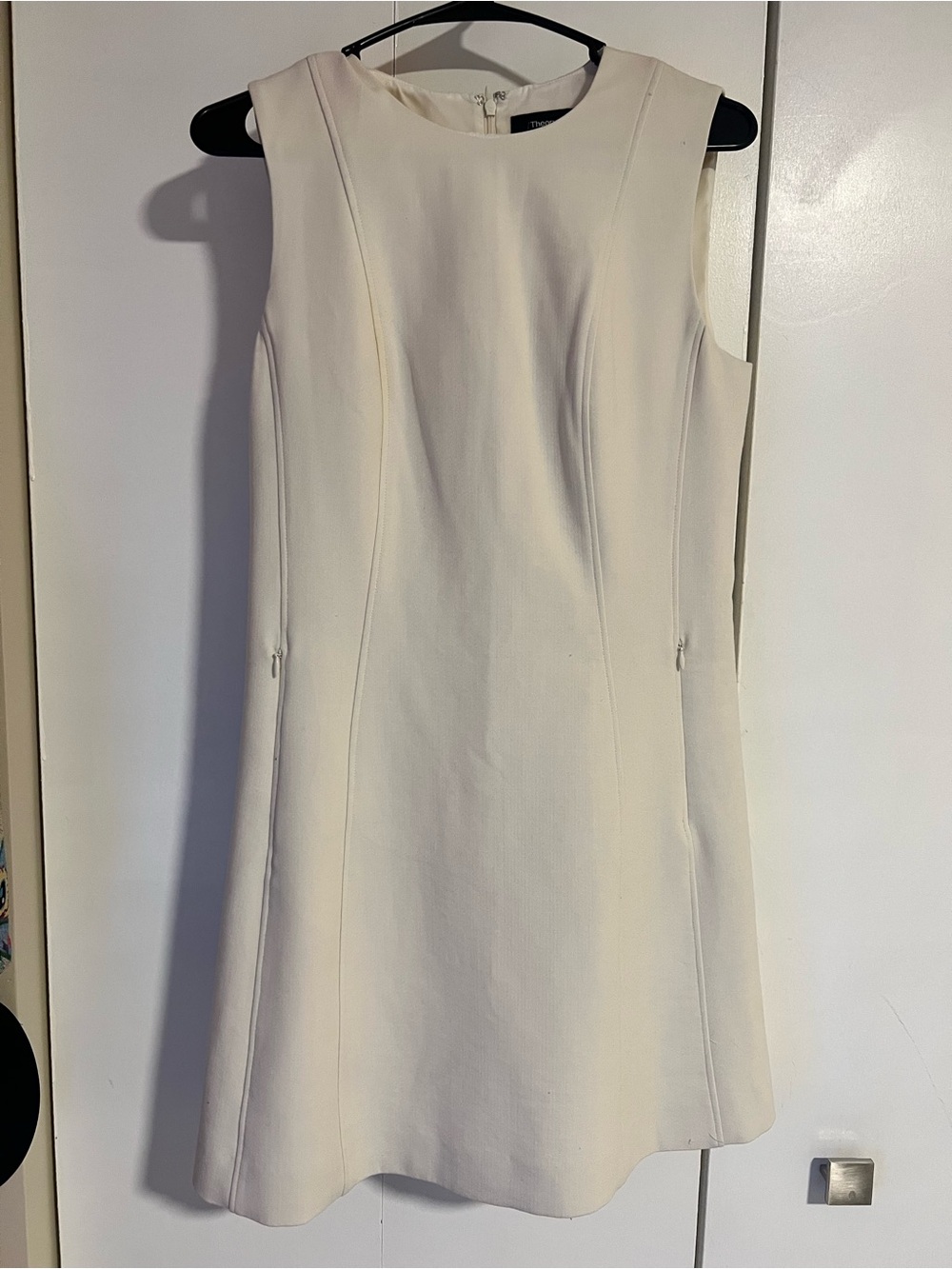 Theory Cream Sleeveless Shift Dress